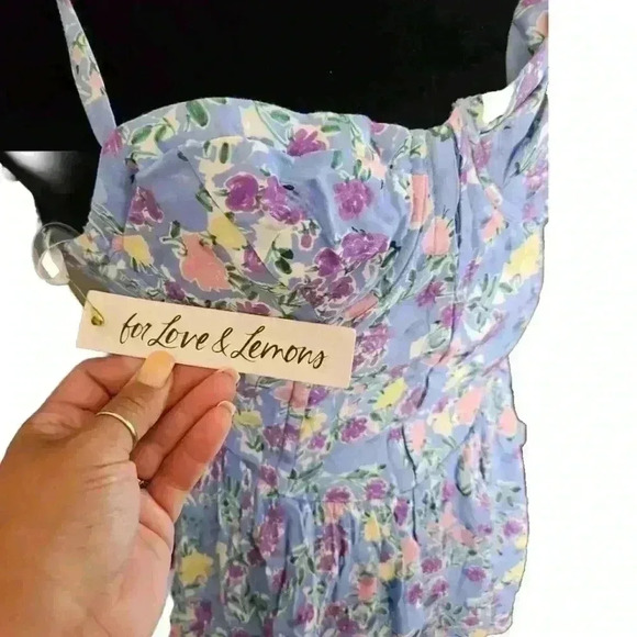 For Love And Lemons Womens Blue Charlene Mini Dress S - Picture 5 of 15